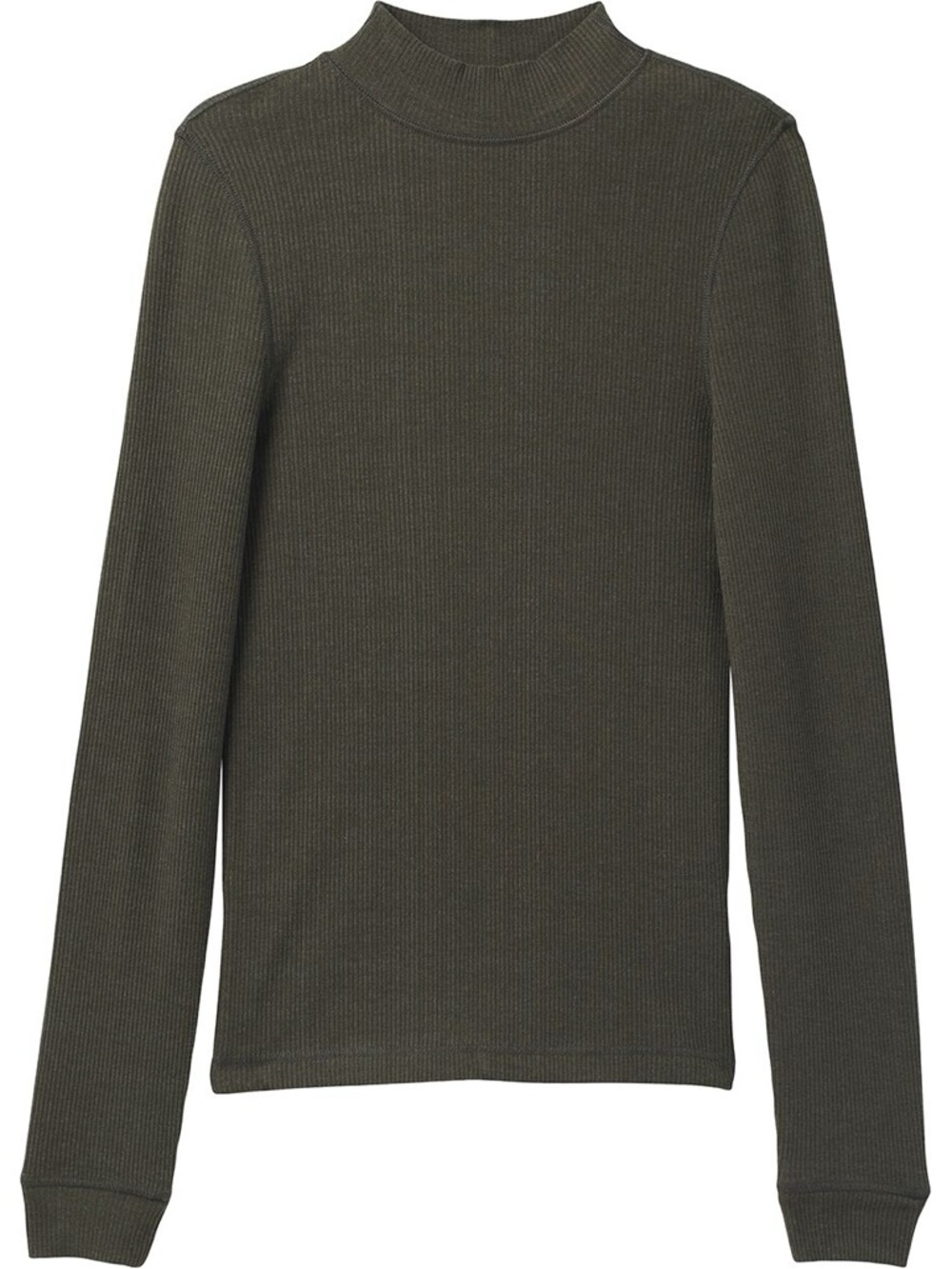 PrAna Foundation Rib Slim Ribbed Mock Neck Long Sleeve Top Olive XL Turtle Neck